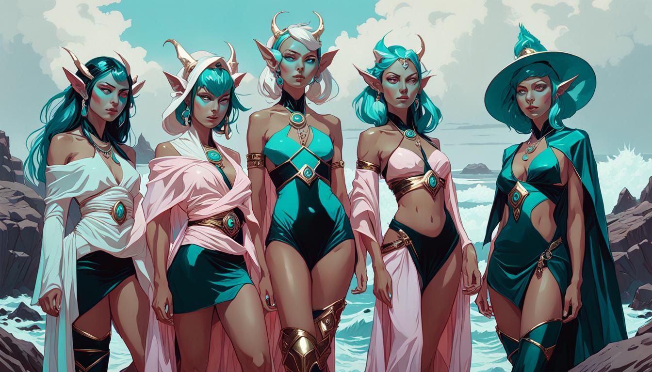 Futuristic Goblin Warlock Portrait in Teal and Amber