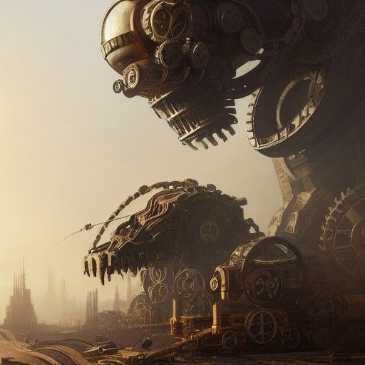 Giant Steampunk Mechanical Beast Concept Art