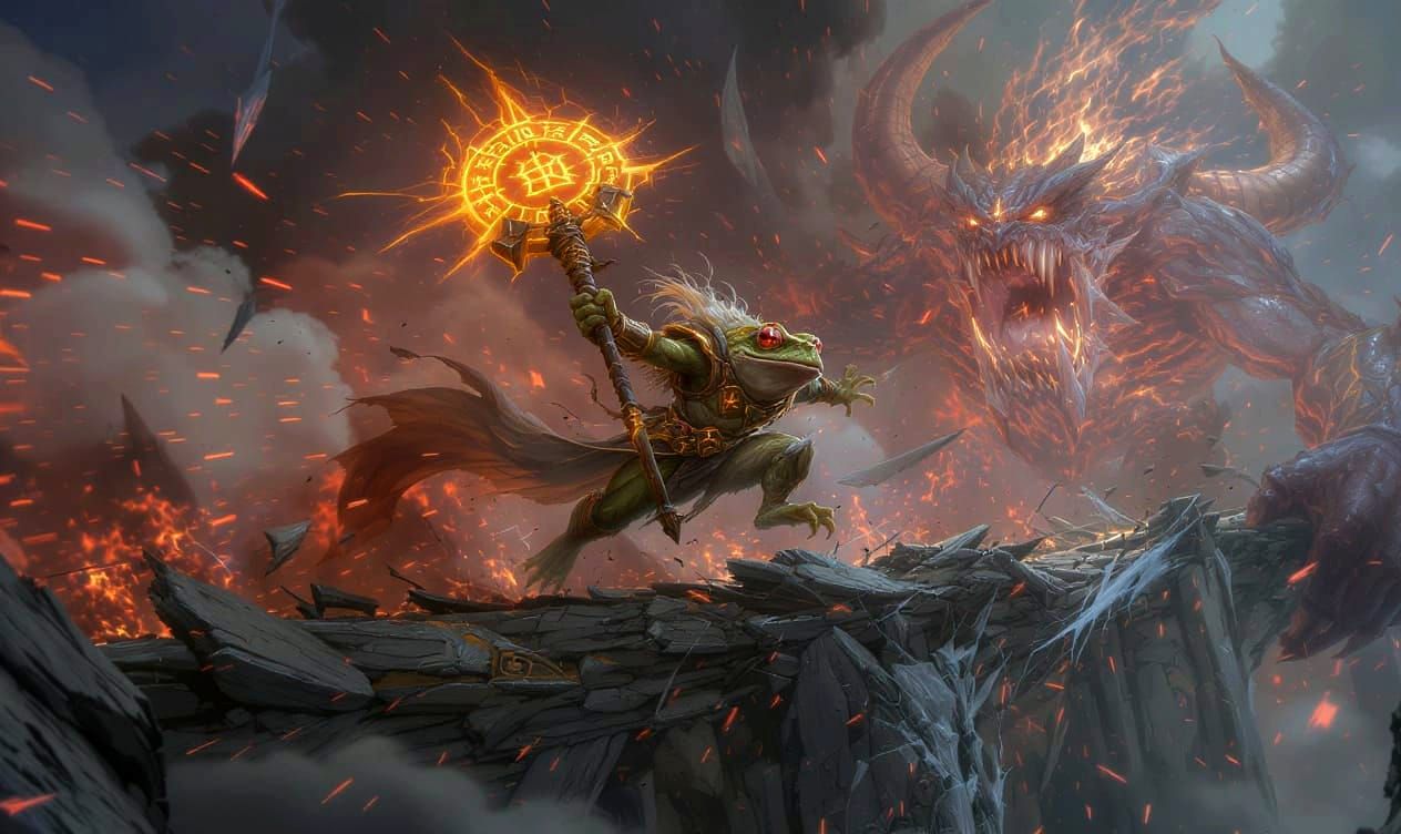 Heroic Frog Warrior Leaps Through Fire