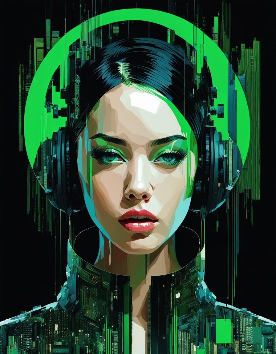 Glitch Art Portrait of a Young Woman