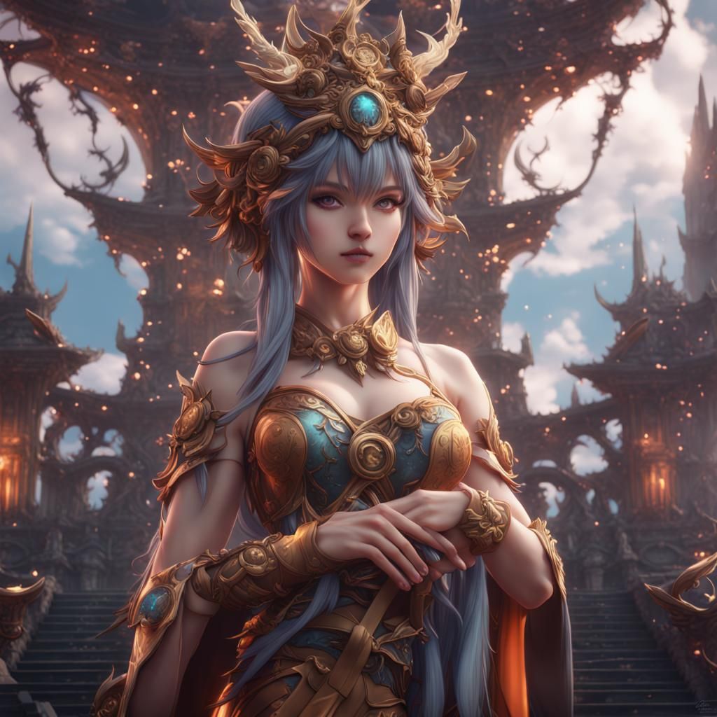 Anime Goddess in Detailed Fantasy Concept Art