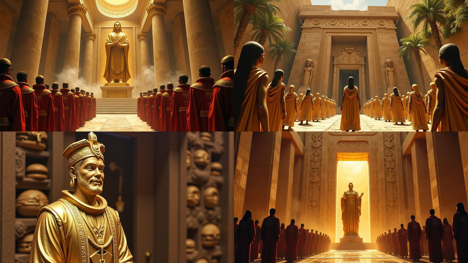 Golden Statue at Temple Entrance