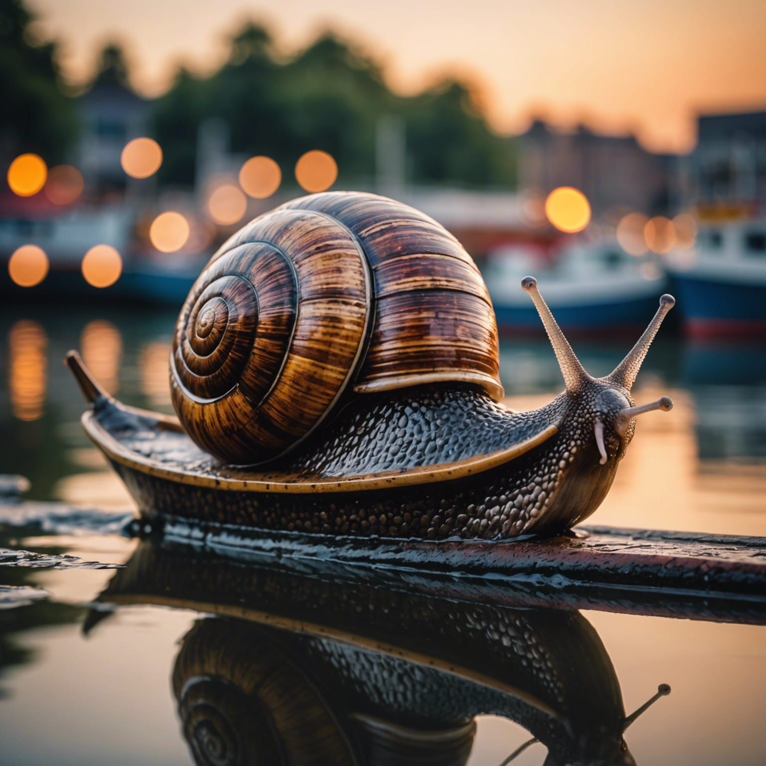 Snail Boat Captured with Natural Lighting