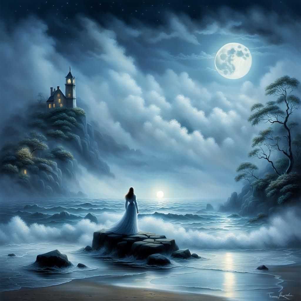 Ethereal Woman in Fog, Hyperdetailed Fantasy Art