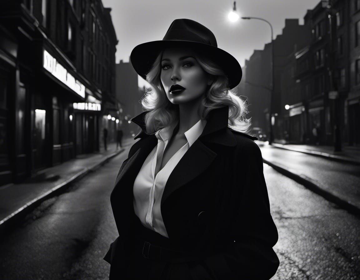 Femme Fatale in Shadows: A Film Noir Scene
