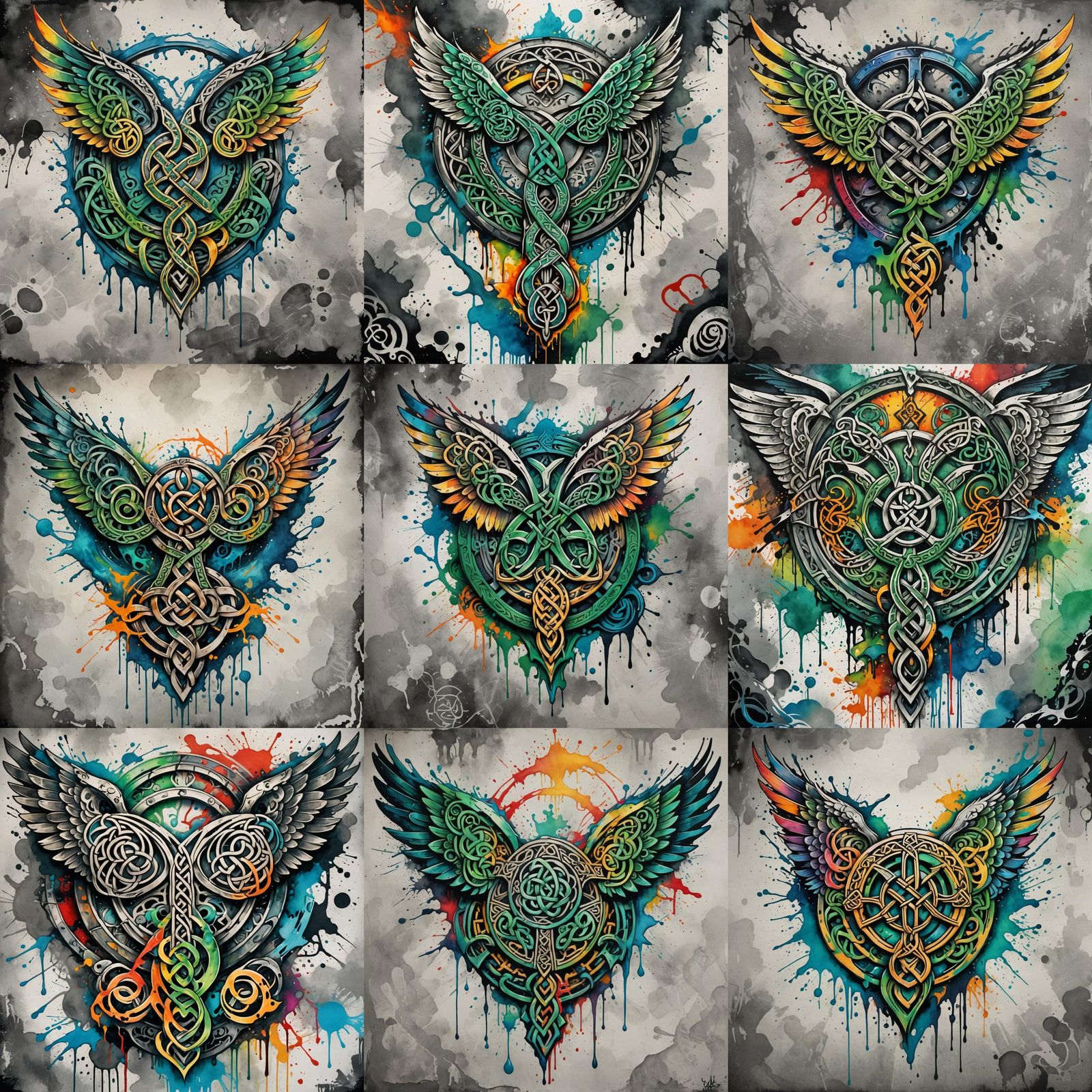 Celtic Strength Symbol Tattoo in Graffiti Art Style