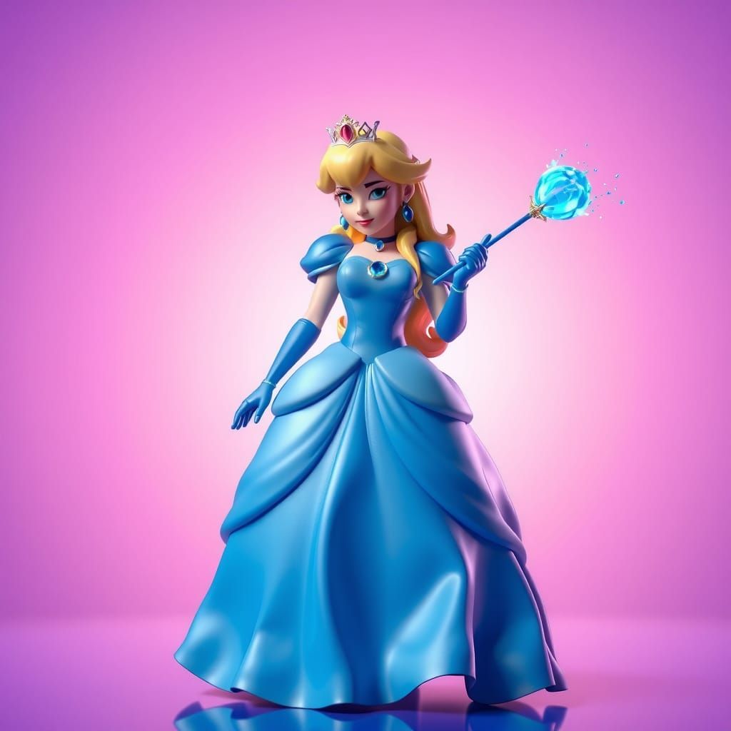 Princess Peach in Blue Gown as 3D Digital Art