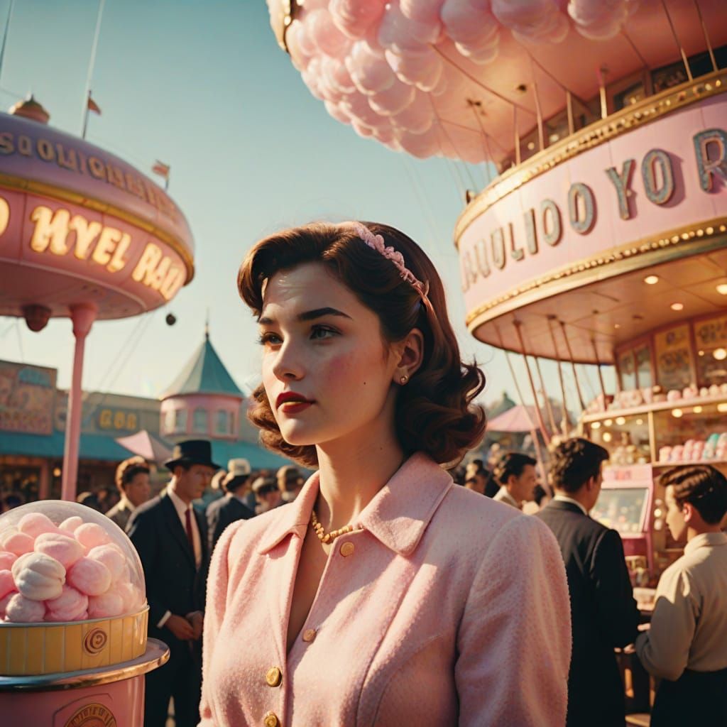 50s Fantasy Cotton Candy Shop Airship Advertisement