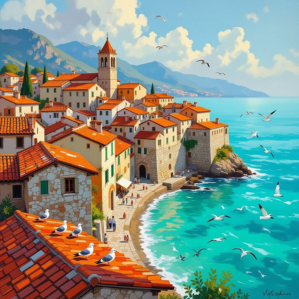 Medieval Ventimiglia Italy 1473 Coastal View