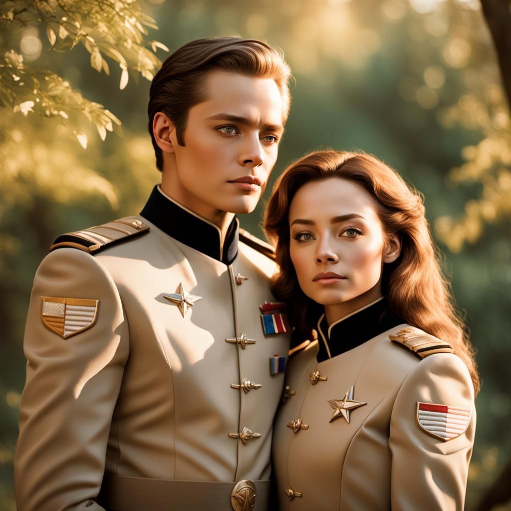 Serene Starfleet Couple Embrace: Cinematic Portrait