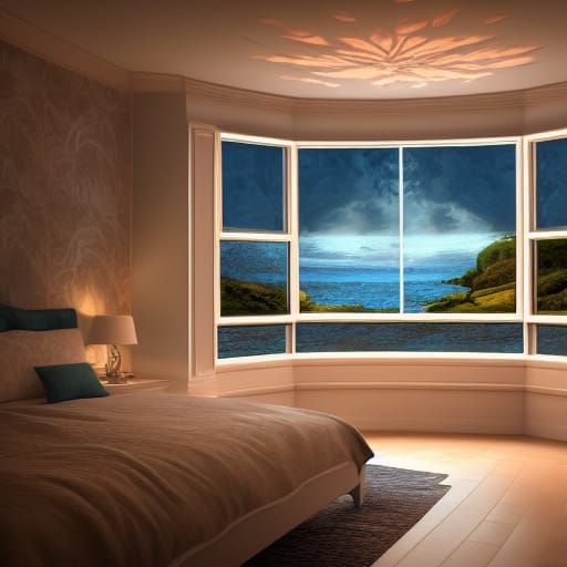 Princess Bedroom Overlooking Seascape at Dawn