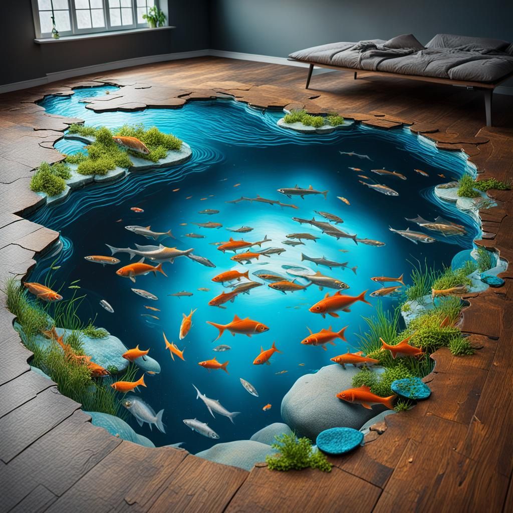 Hyper Detailed 3D River Anamorphic Painting