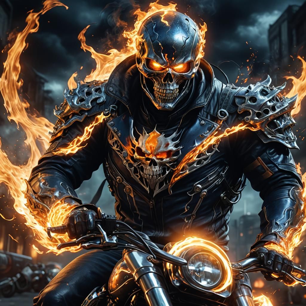 Ghost Rider Portrait in Dark Fantasy Style