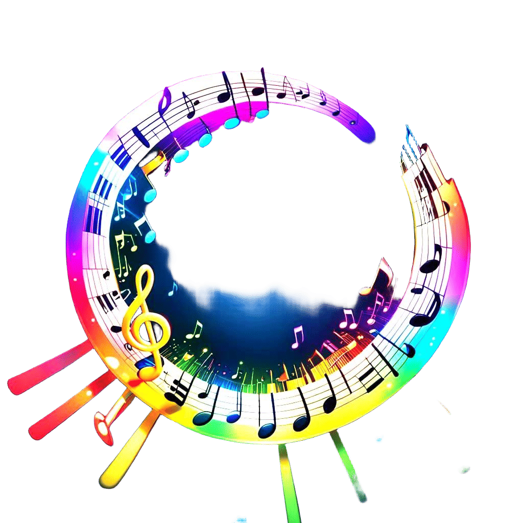 Colorful Music Notes in 3D Digital Art Style