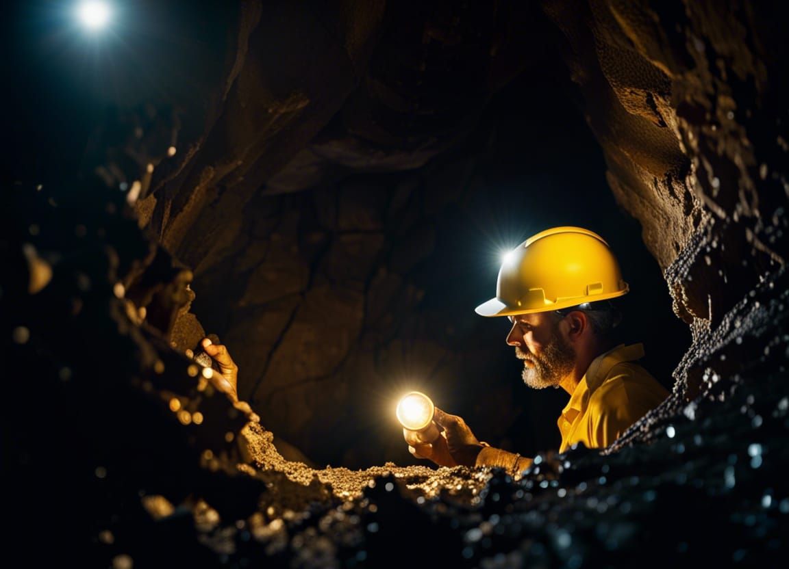 Caver Emerges from Dark Cave with Carbide Lamp