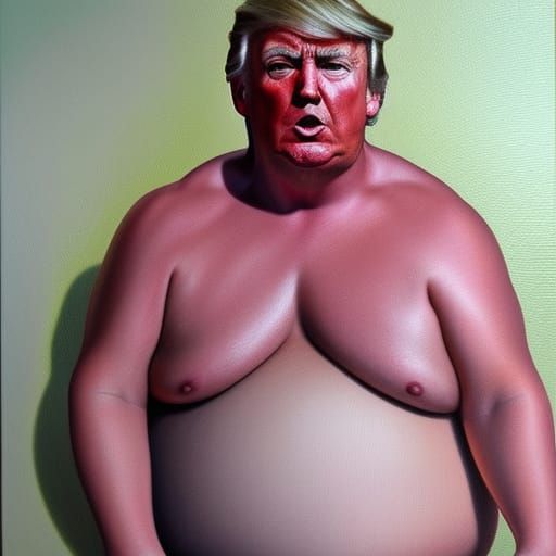 Donald Trump as Sumo Wrestler in Hyperrealistic Oil Painting