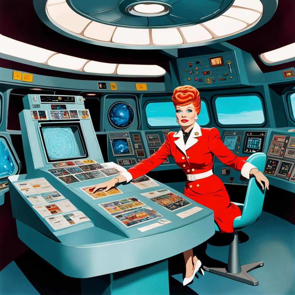 Lucille Ball Commands Starship Enterprise in Vibrant Colors
