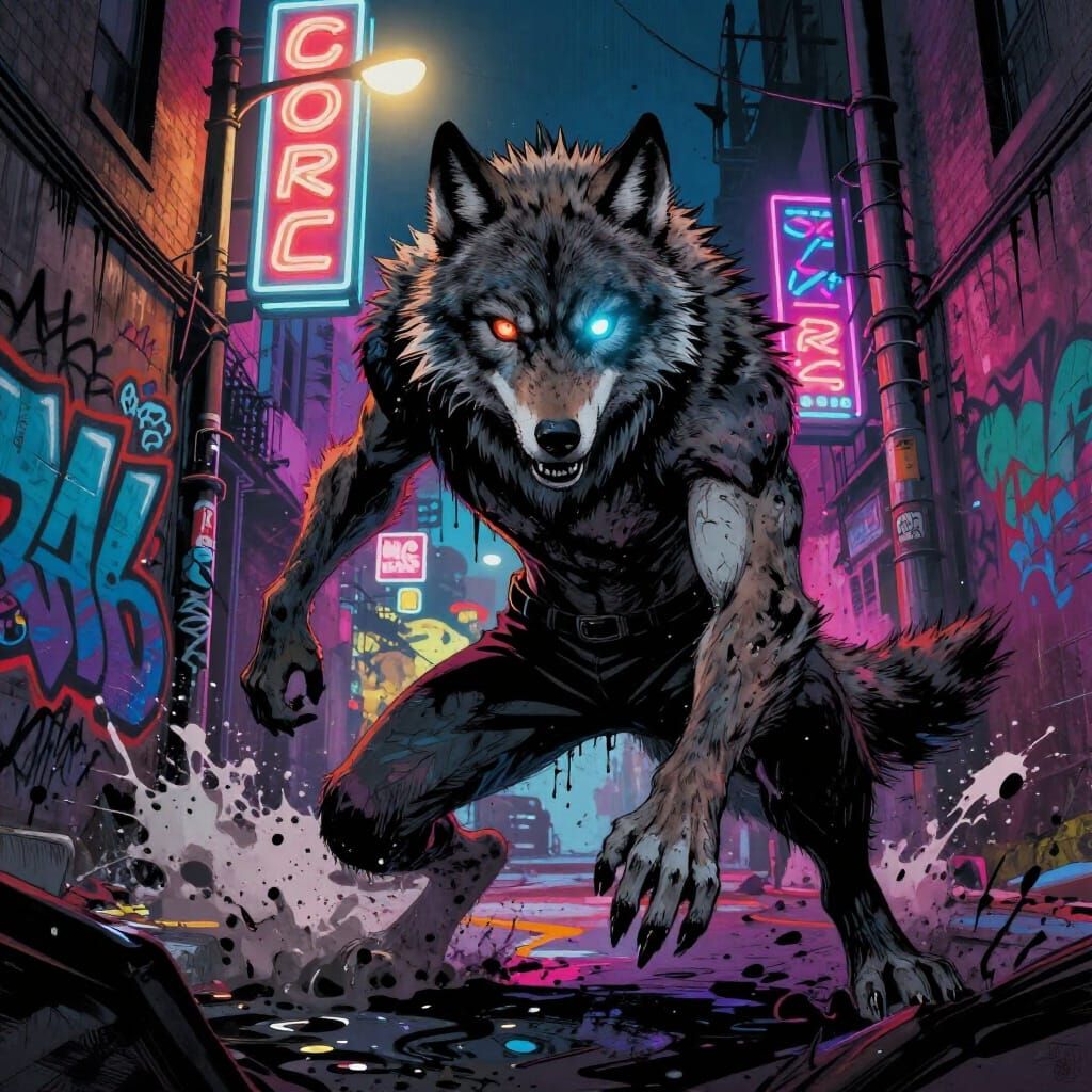 Teenage Boy Transforms into Werewolf in Grimy Alley