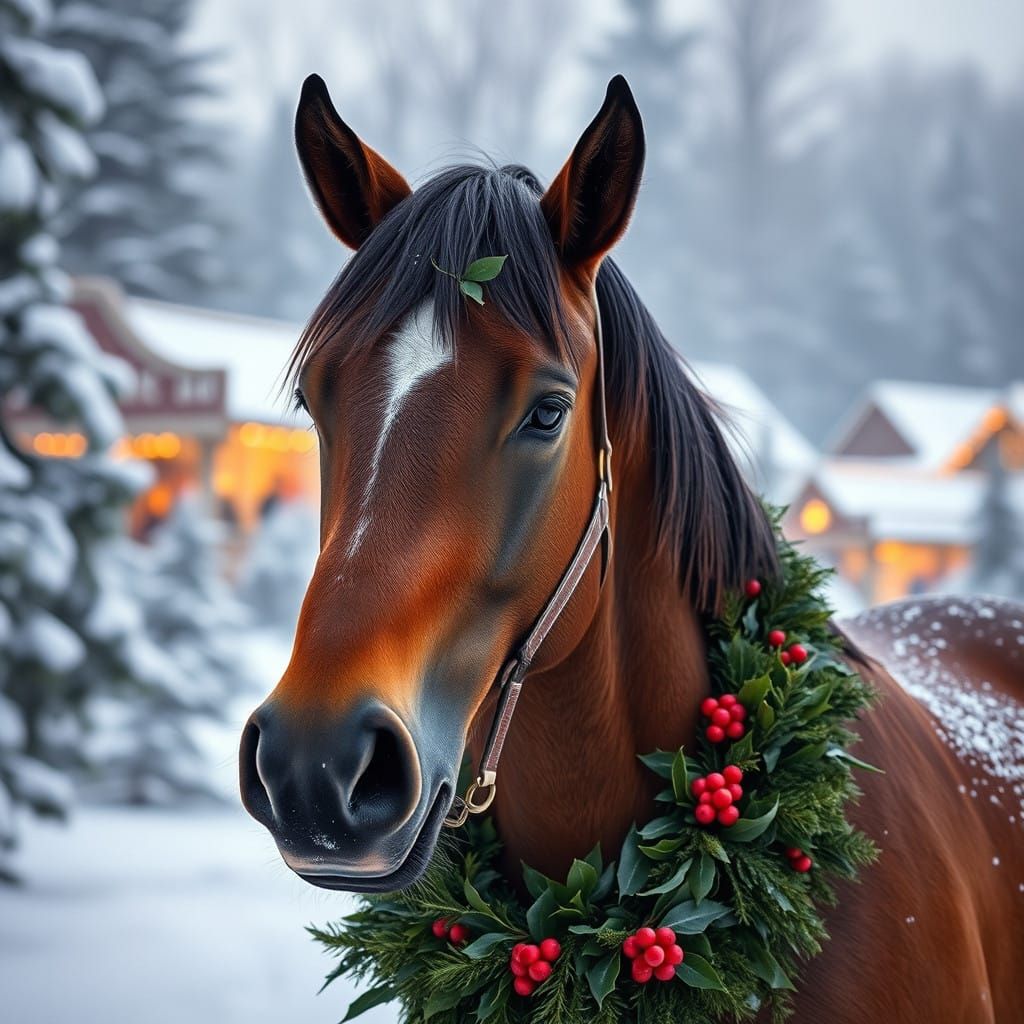 Majestic Horse in Winter Wonderland