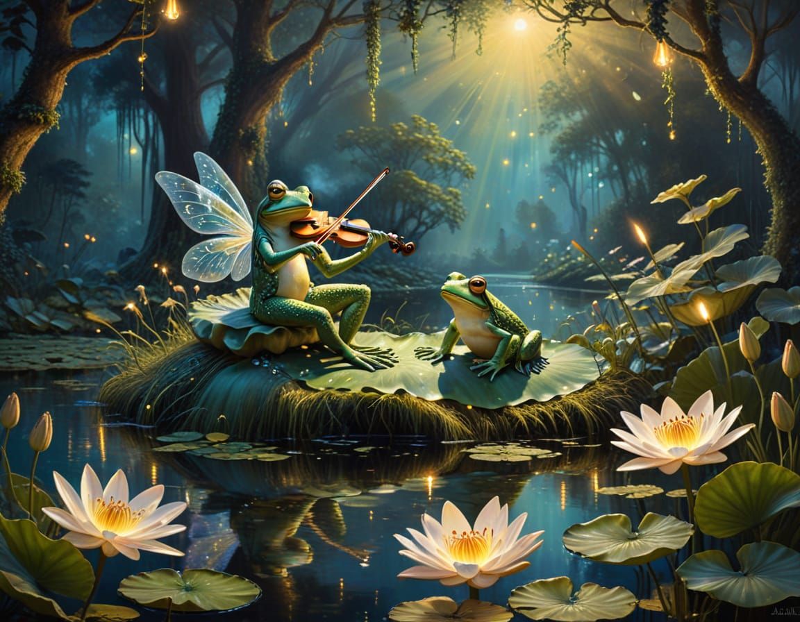 Enchanted Moonlit Waltz in Whimsical Fantasy Style