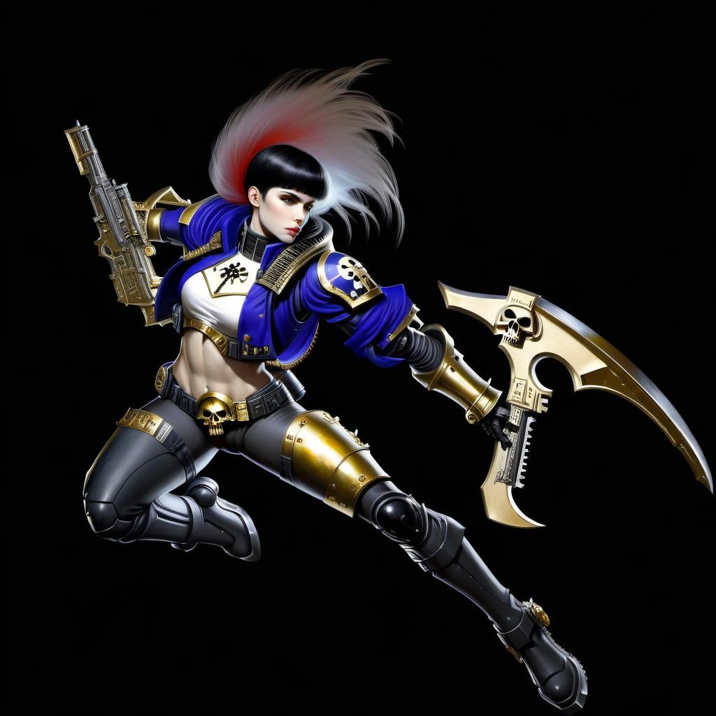 Futuristic Soldier Nun in Radiant Ashcan School Style