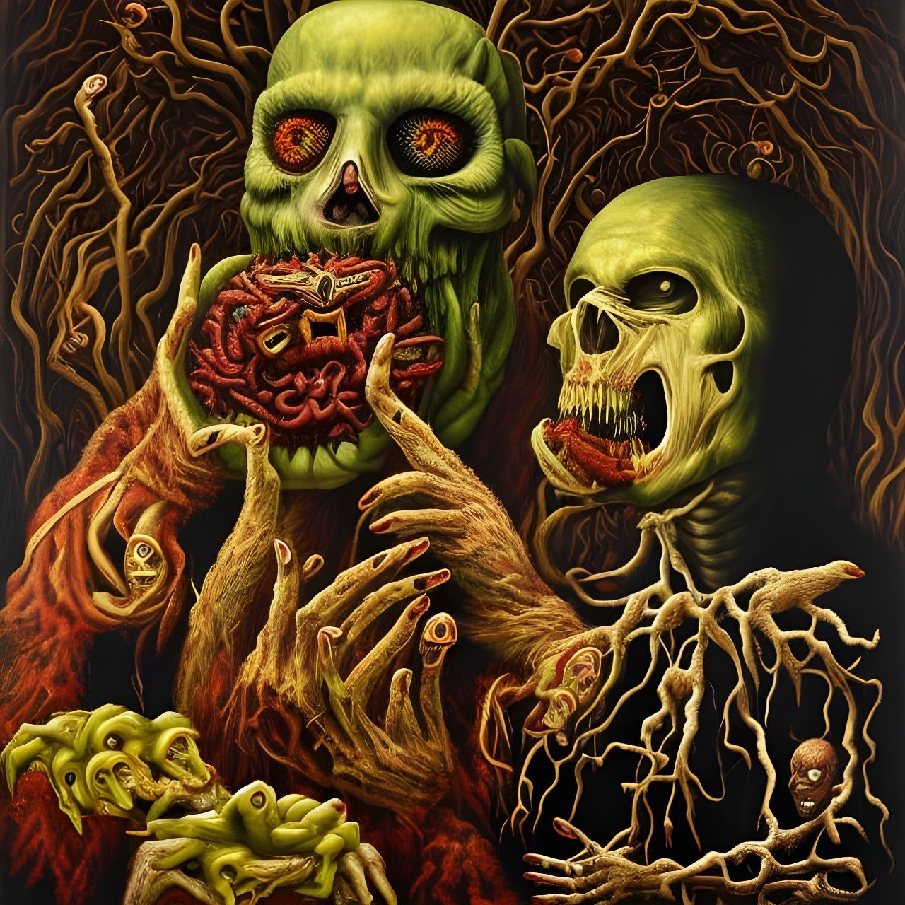 Horrific Humanoid Engaged in Self-Cannibalism