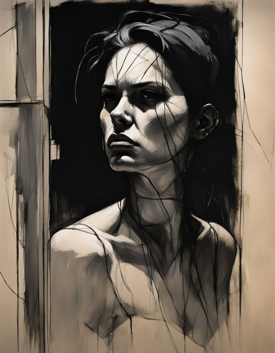 Angry Italian Woman in 1940s, Technical Sketch