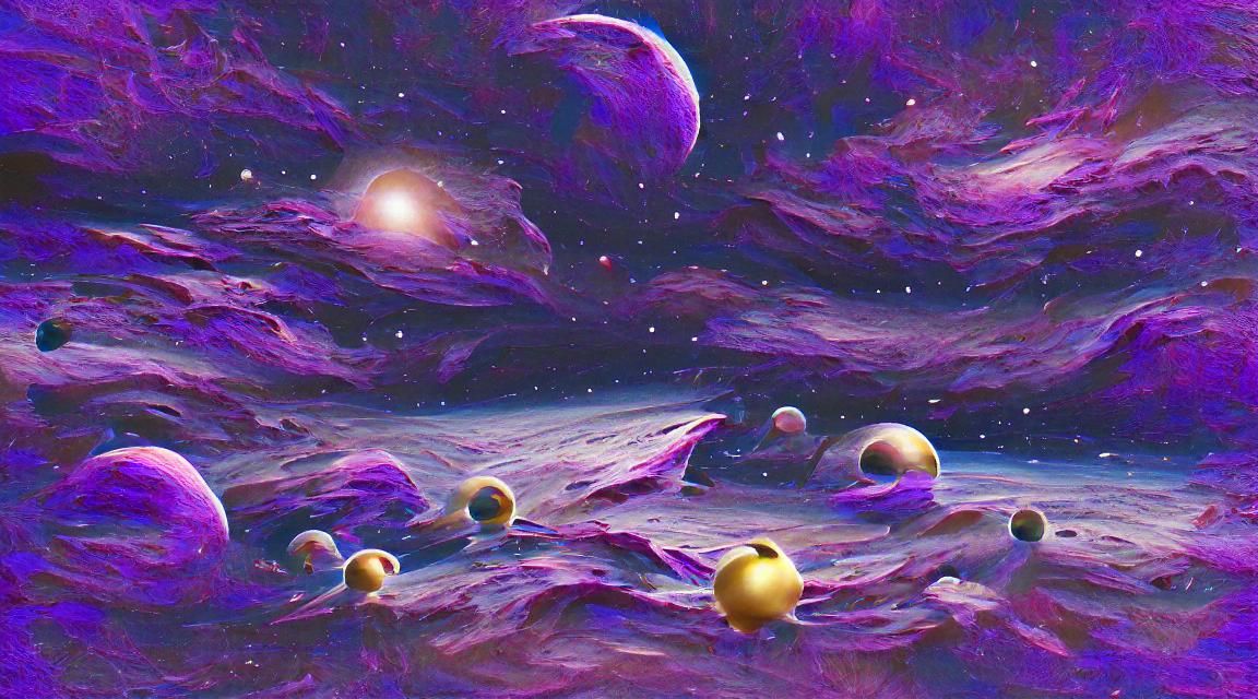 Purple Planet Pluto and Stars Concept Art