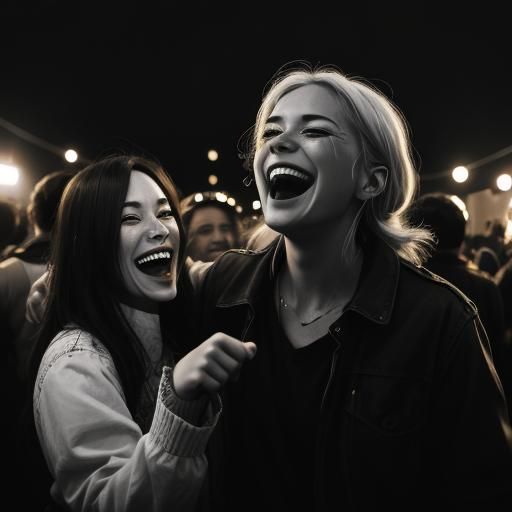 Joyful Women at Night Party: Realistic Image