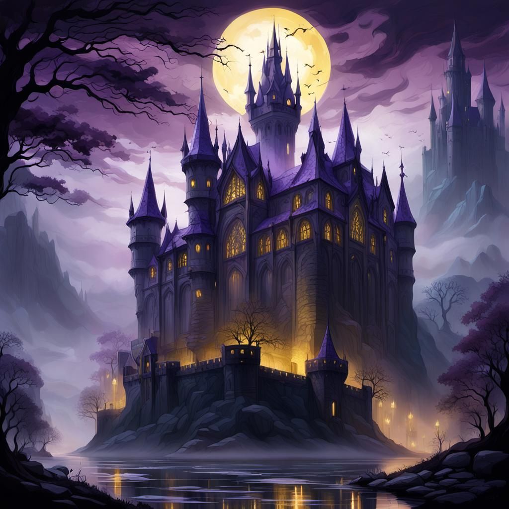 Medieval Gothic Castle in Dark Fantasy Style