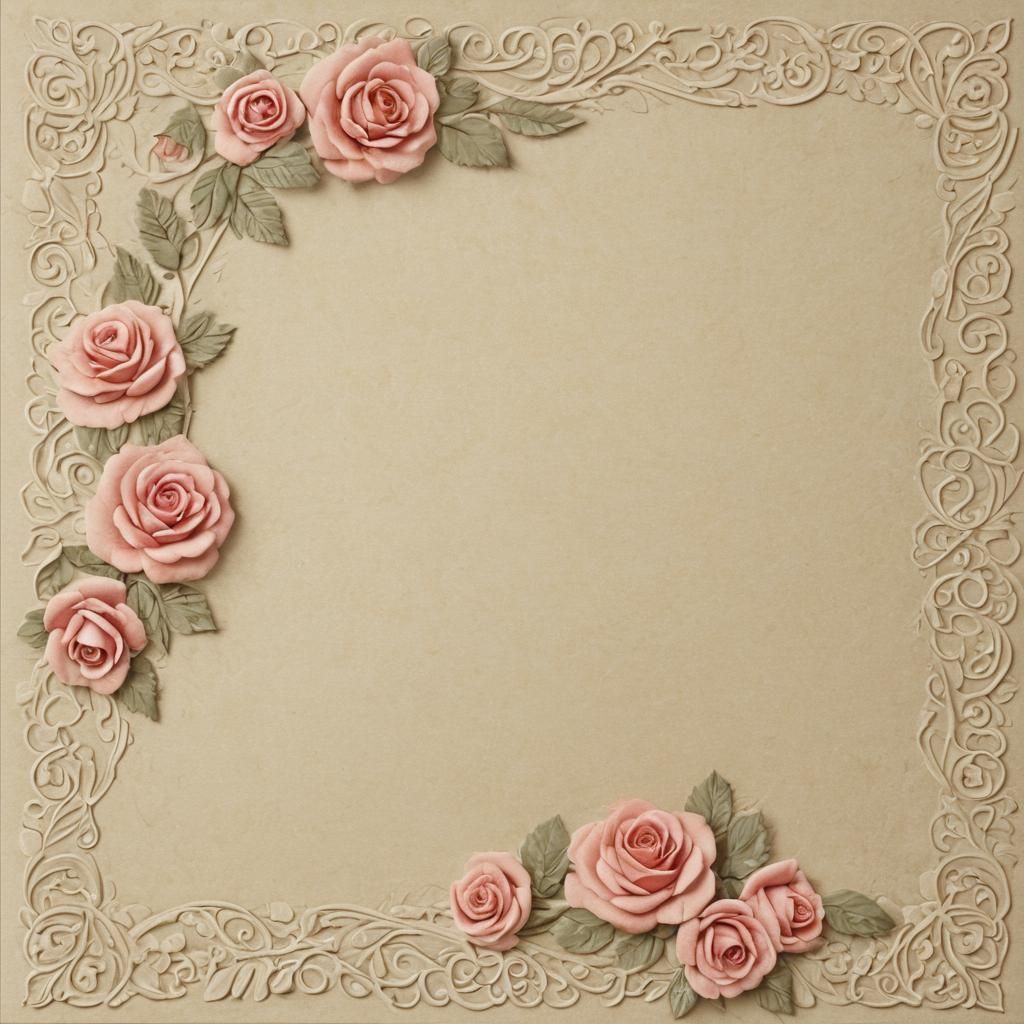 Embossed Roses on Textured Paper Border