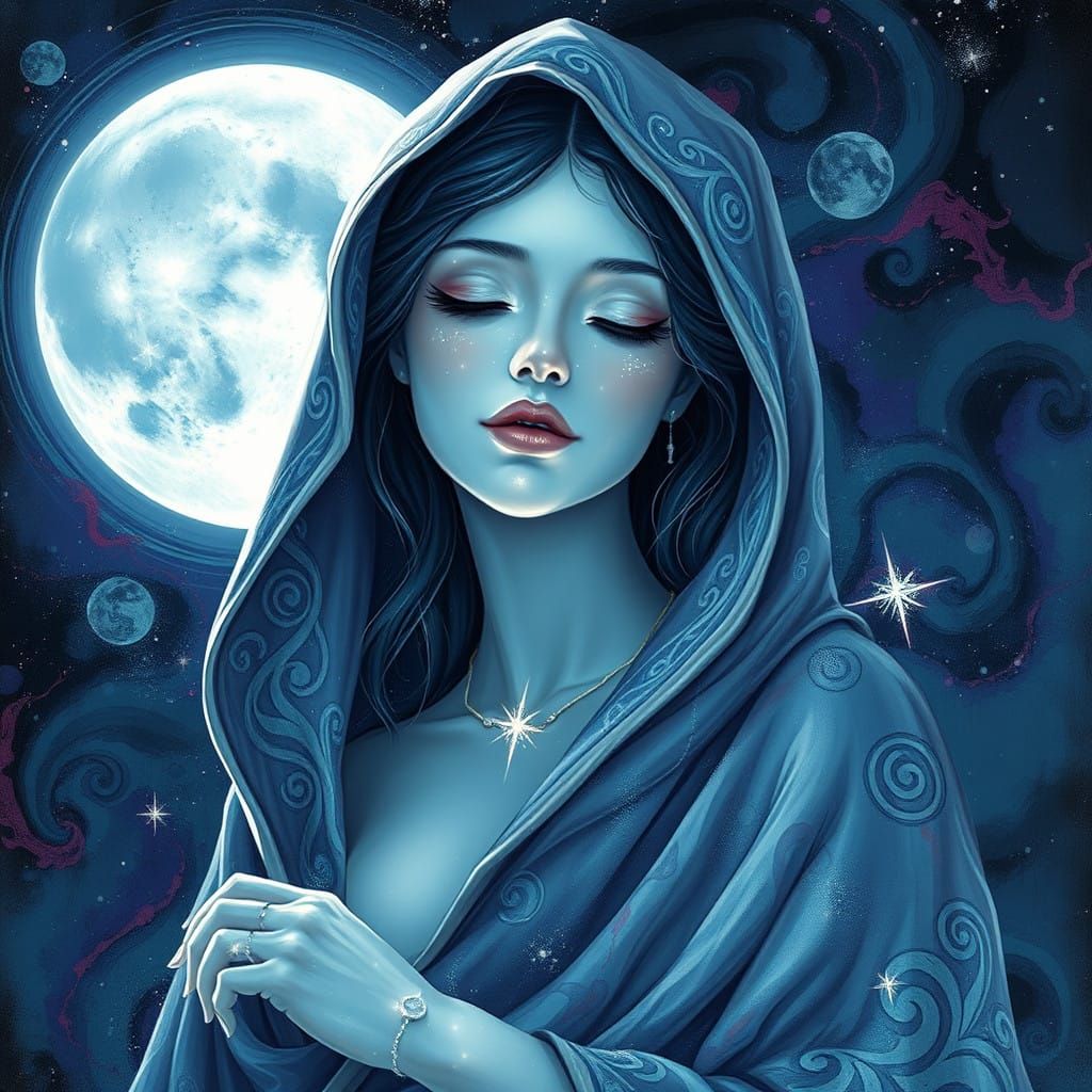 Luminous Moon Goddess in Ethereal Elegance