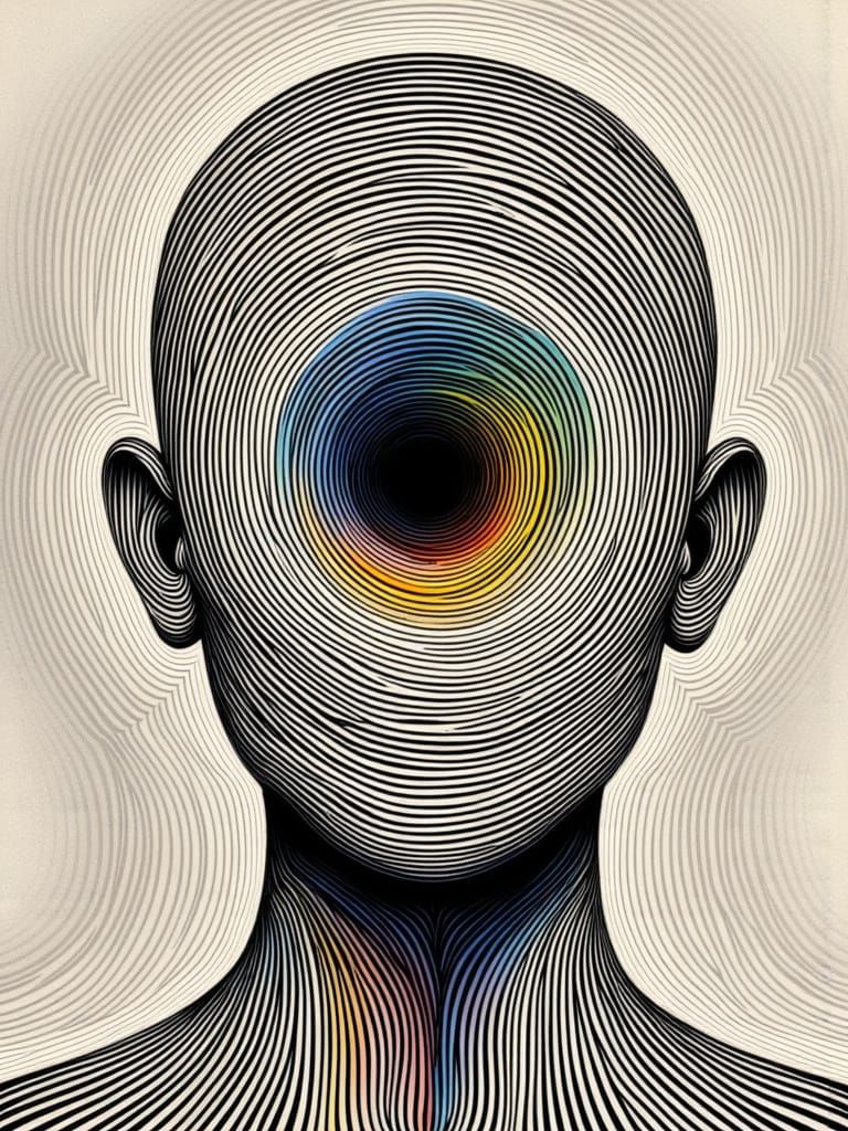 Abstract Face Art With Psychedelic Stripes