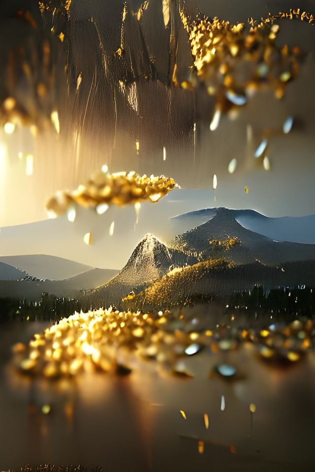 Golden Rain on Diamond Mountain: Cel-Shaded Artwork