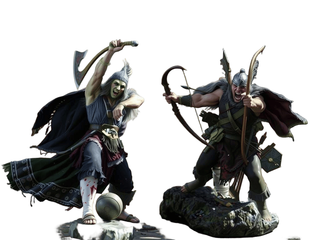 Ancient Warriors Engage in Epic Battle in a Lush Green Meado...