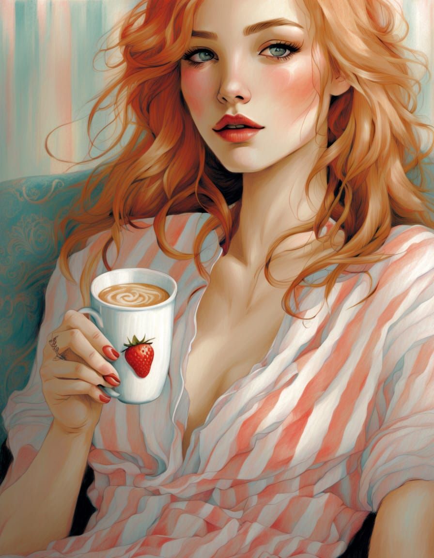 Surrealistic Portrait of a Young Woman in a Moment of Sereni...