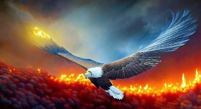 Psychedelic Dystopian Eagle Fantasy in Abstract Style