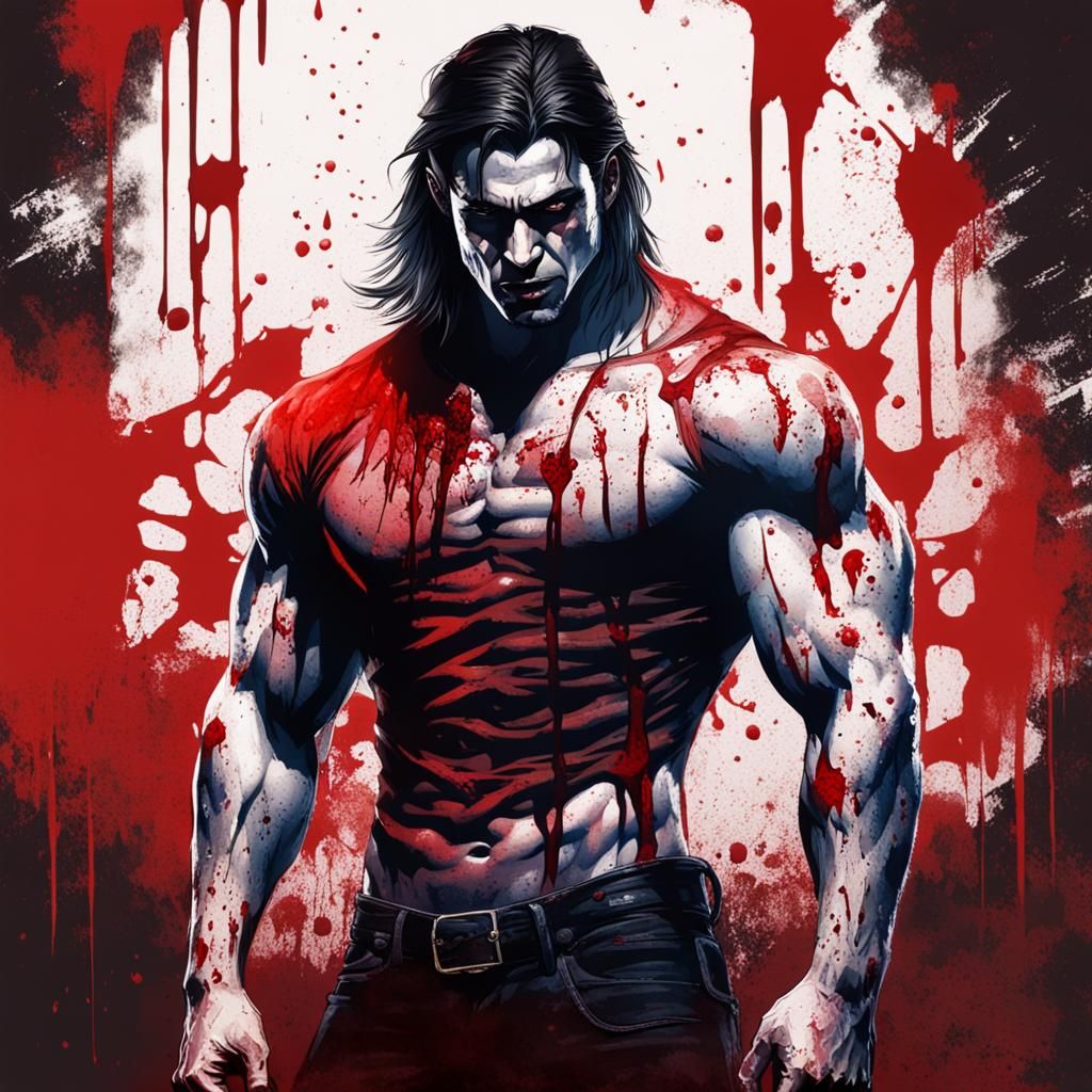 Bloody Male Vampire Portrait