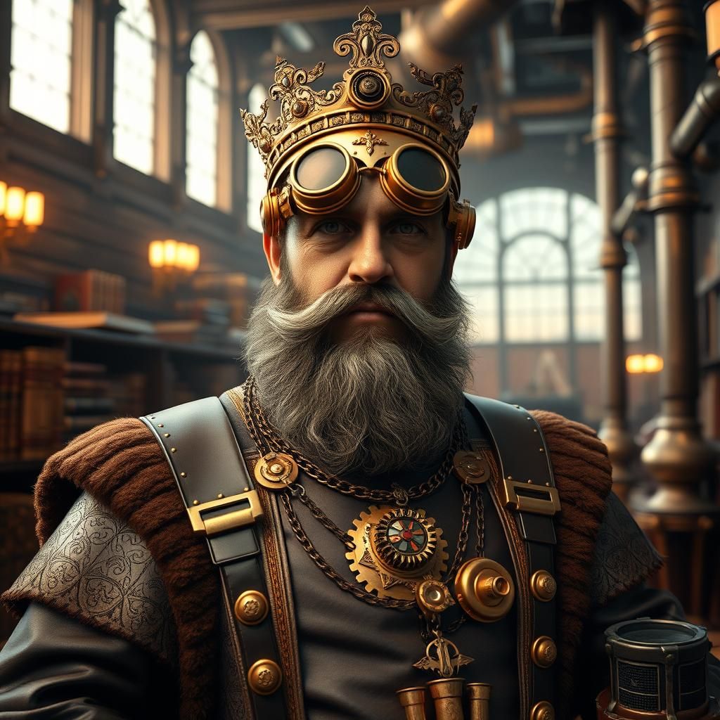 King Louis IV in Steampunk Style Portrait