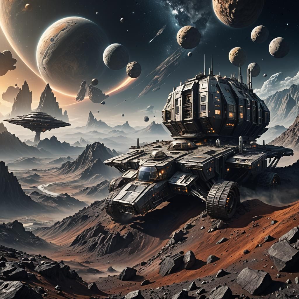 Futuristic Space Homes on Asteroid: Digital Matte Painting