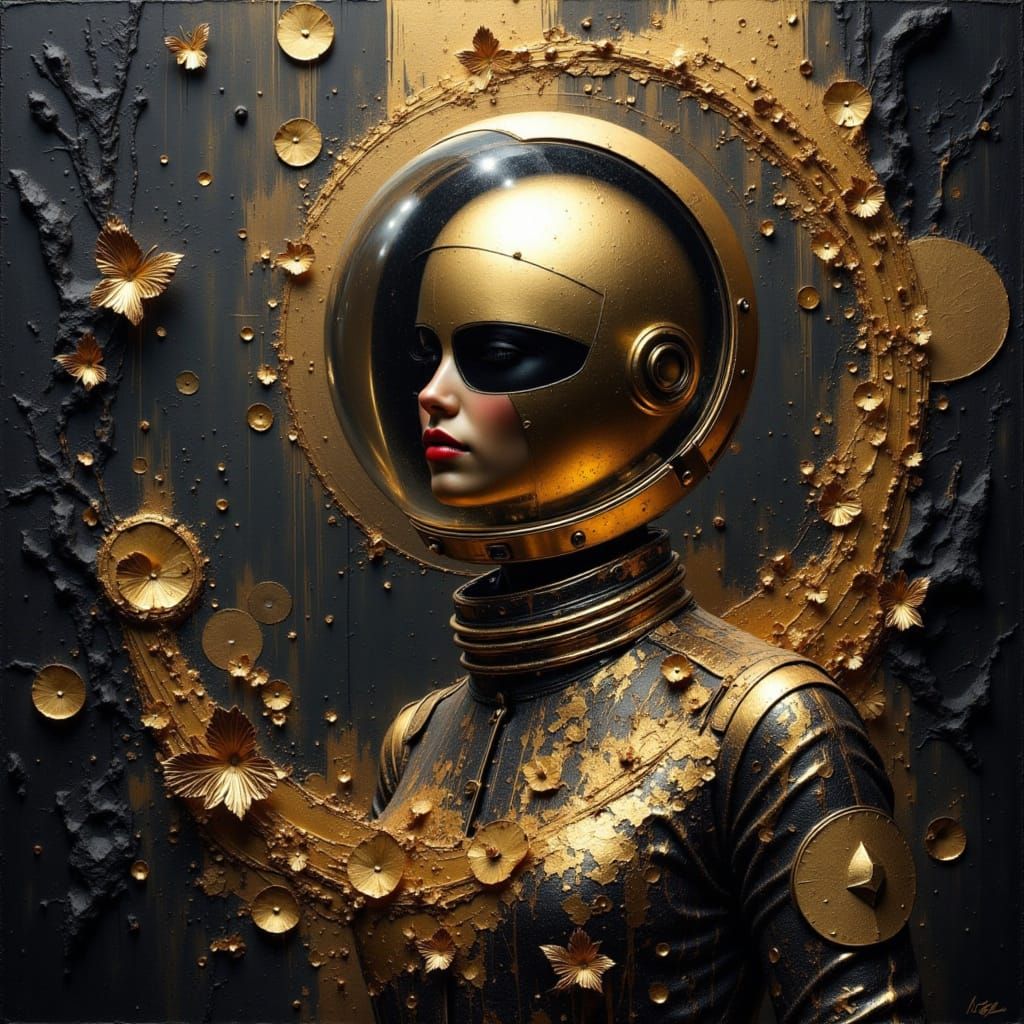 Dark gold astronaut, Obsidian Black gold and gold ...