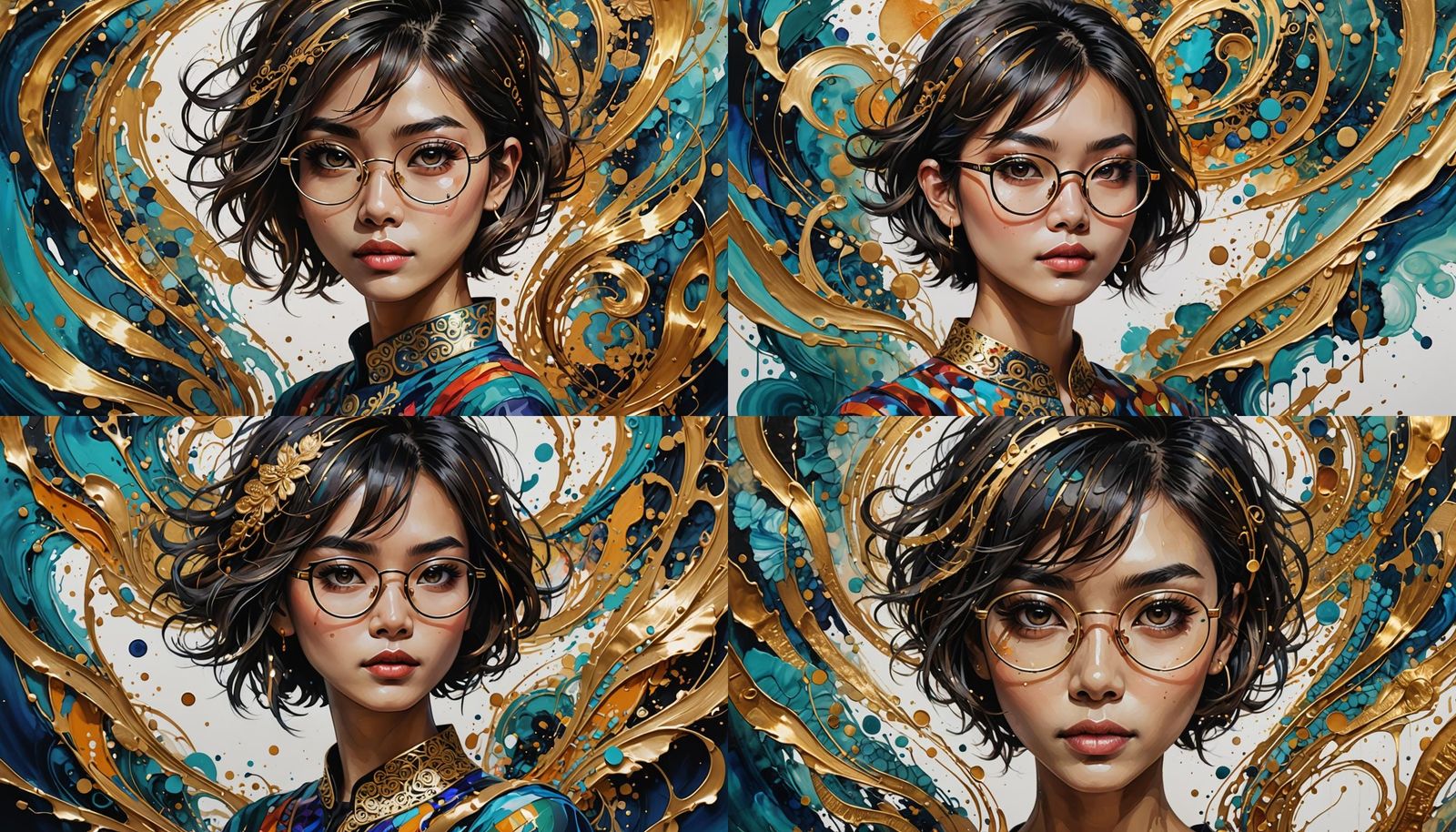 Abstract Portrait of Thai Girl in Alcohol Ink