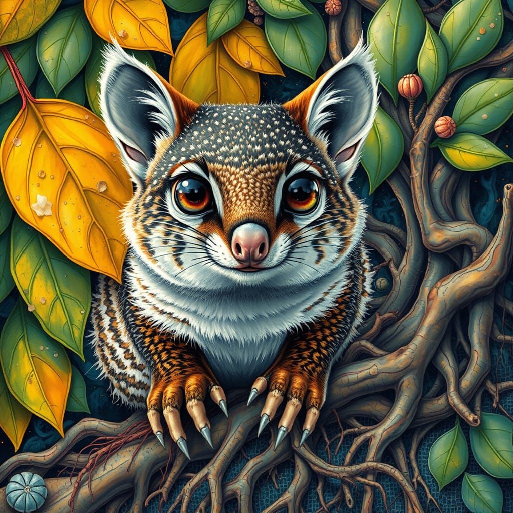 Surrealistic Quoll in Dreamlike Australian Landscape