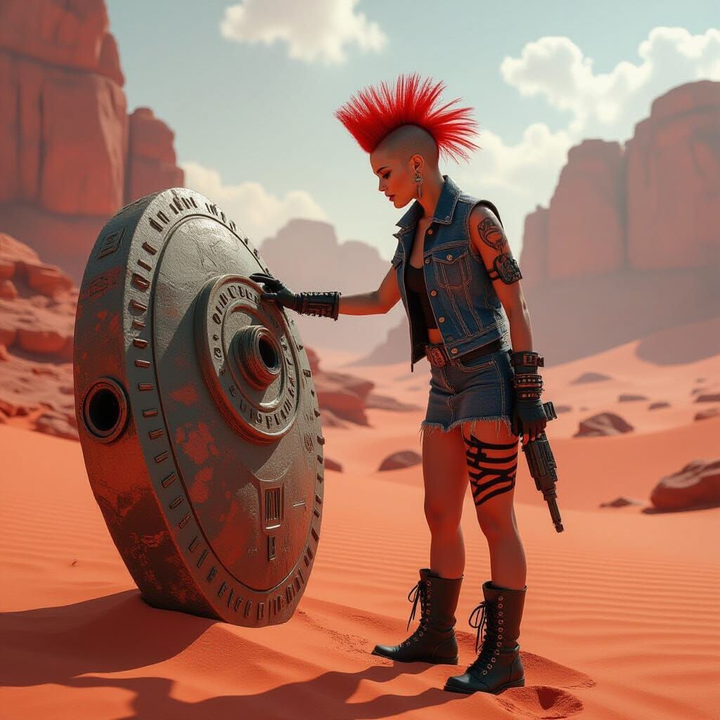 Steampunk Model on Alien Planet, Detailed Matte Painting