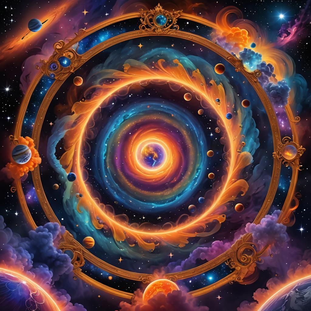 Celestial Being Radiates Ethereal Glow in Swirling Clouds of...