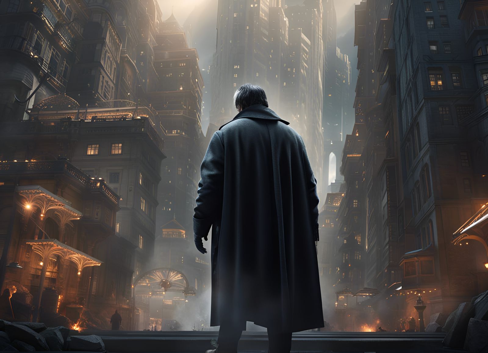 Penguin in Suit: Detailed Matte Painting