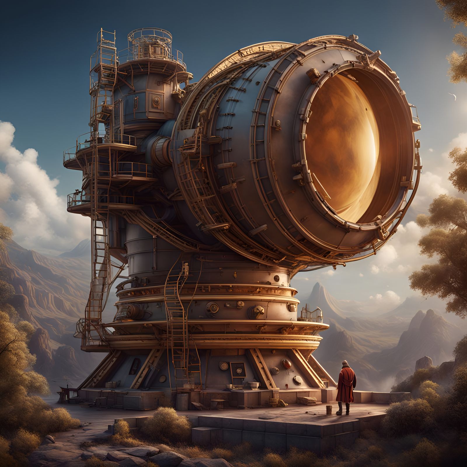 Archimedes Builds a Telescope: Detailed Matte Painting