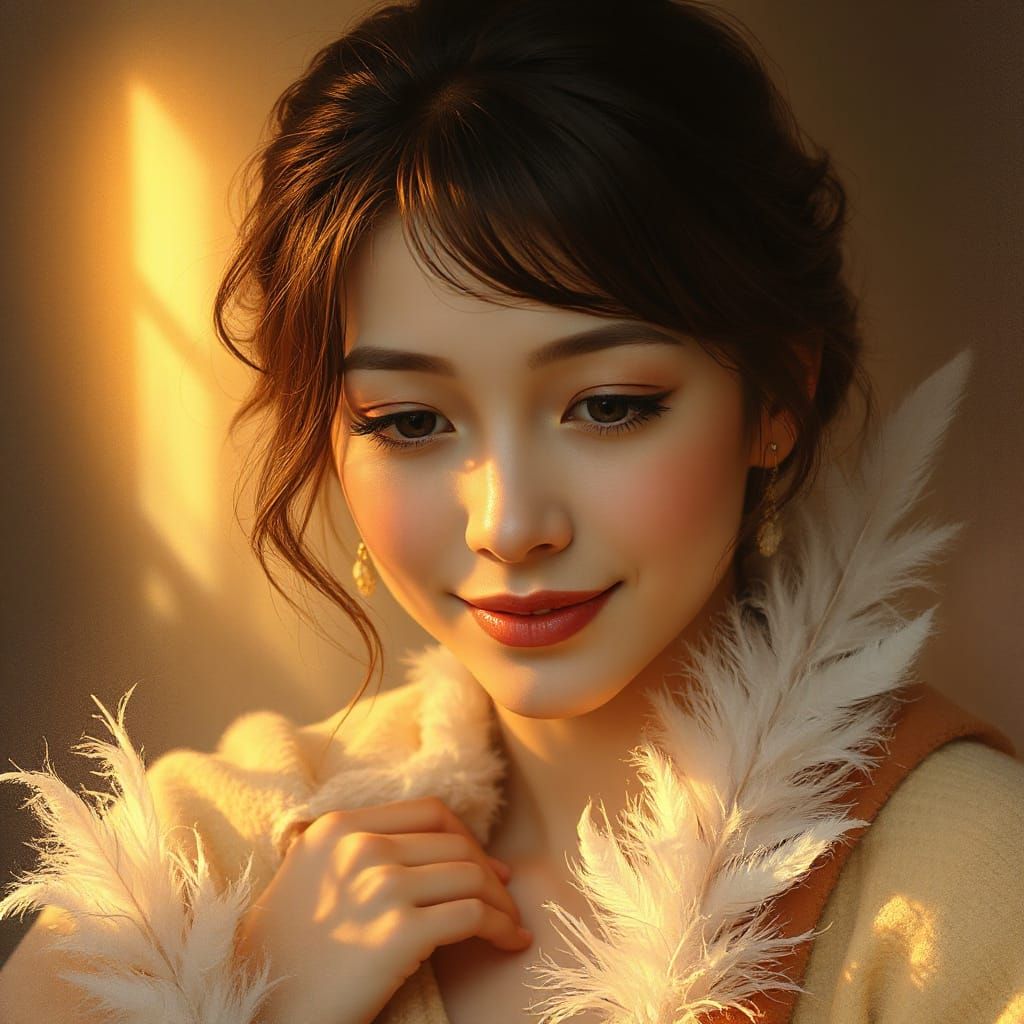 Serenely Gentle Woman in Soft Golden Light