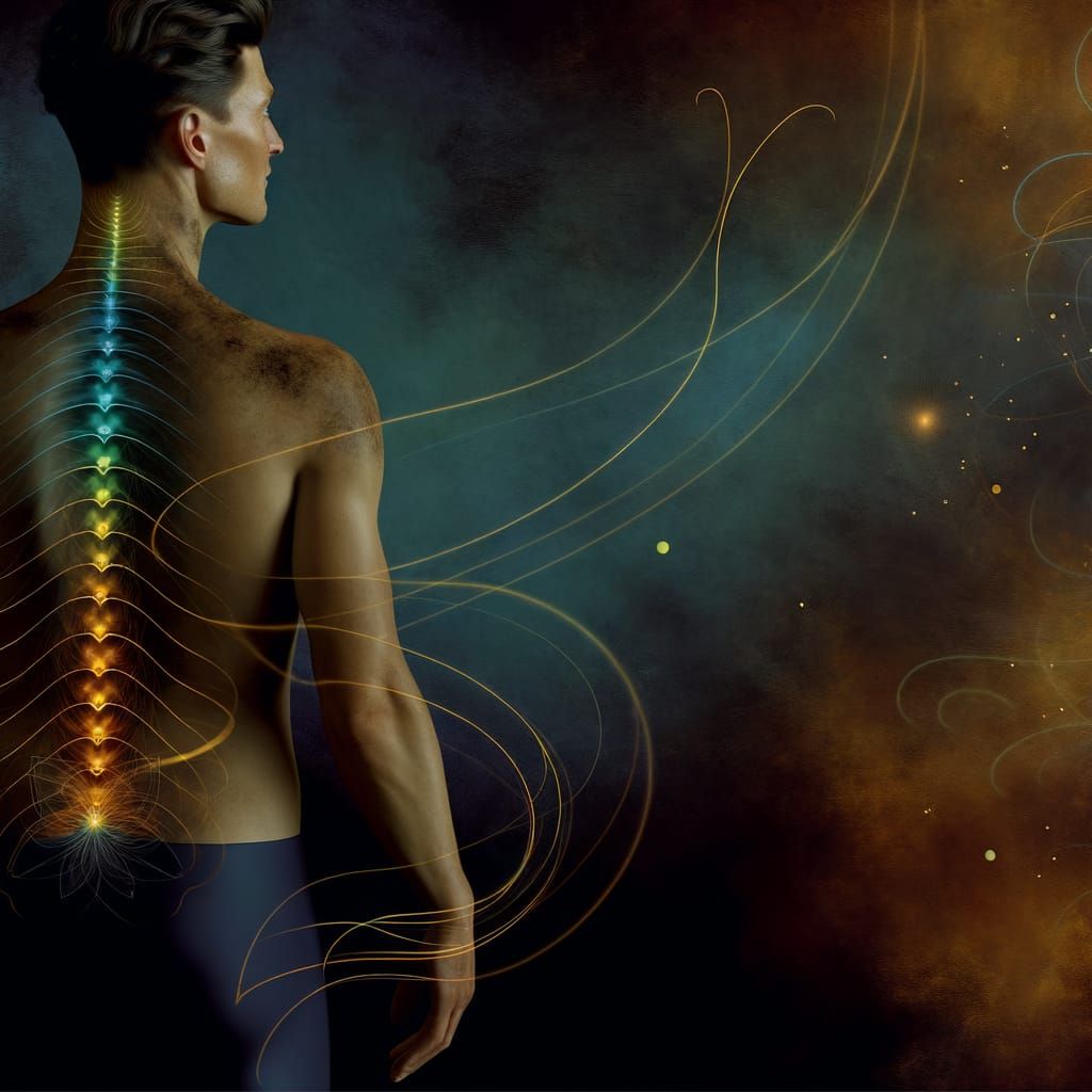 Elegant Male Form in Golden Light, Set Against a Deep Matte ...