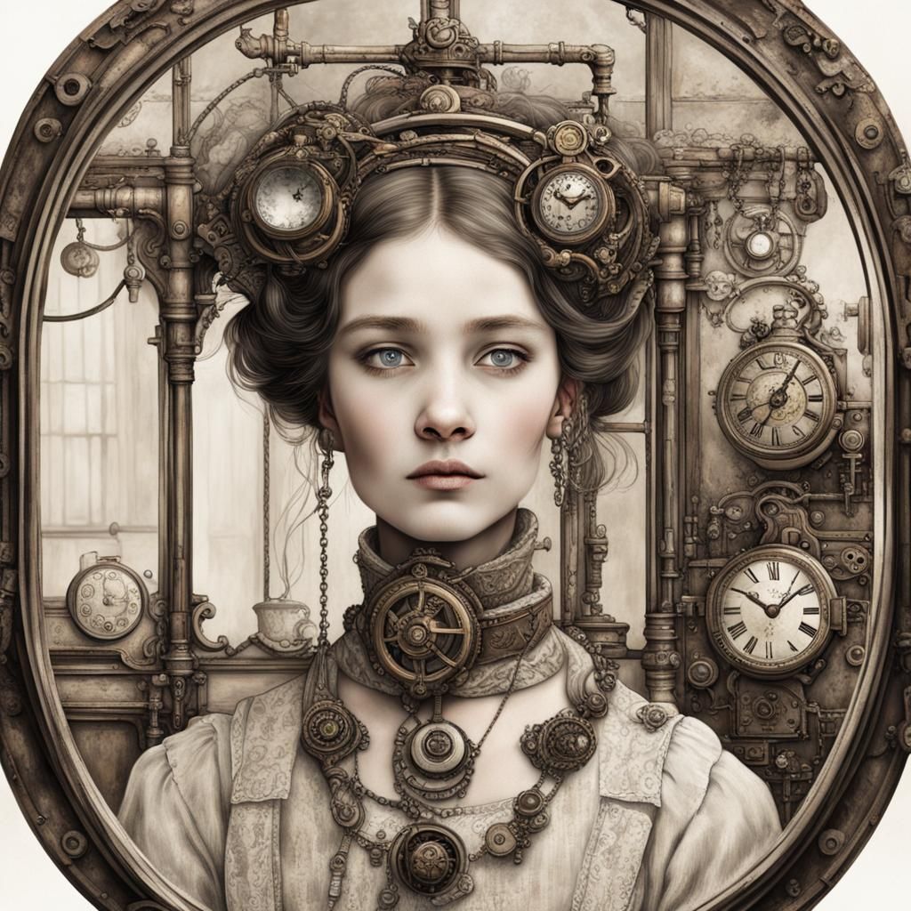 Steampunk Mirror Reflection of Lost Youth